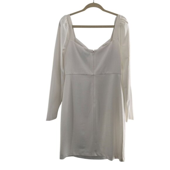 Guess White Long Sleeve Mini Dress Back Zipper Front Ring Detail Lined Size 16 - Picture 2 of 10
